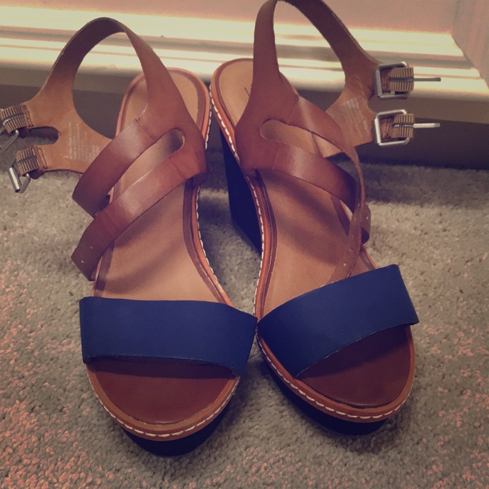 Blue and Black Mossimo Wedges Size 8